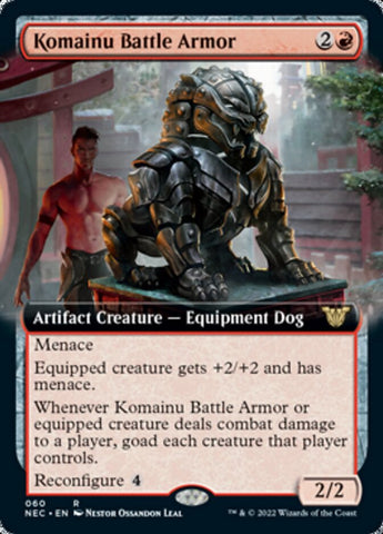 Komainu Battle Armor (Extended Art) [Kamigawa: Neon Dynasty Commander] Magic: The Gathering