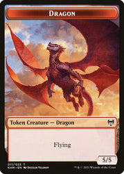 Human Warrior // Dragon Double-Sided Token [Kaldheim Tokens] Magic: The Gathering