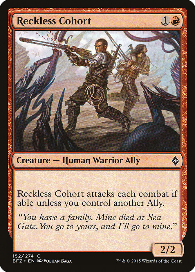 Reckless Cohort [Battle for Zendikar] Magic: The Gathering