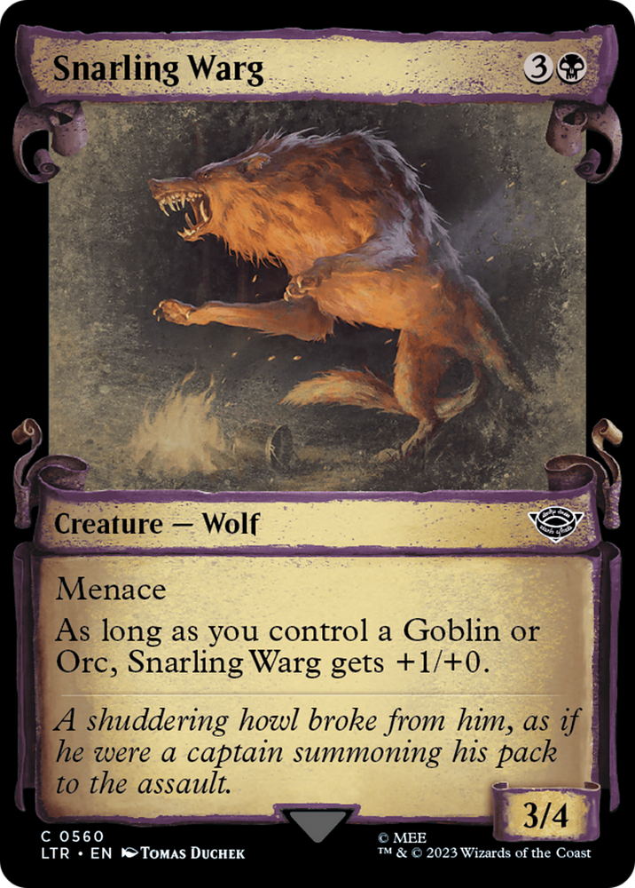 Snarling Warg [The Lord of the Rings: Tales of Middle-Earth Showcase Scrolls] Magic: The Gathering