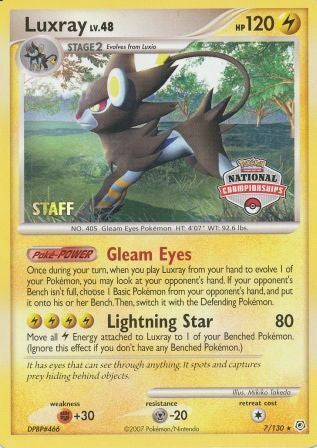 Luxray (7/130) (National Championships) (Staff) [Diamond & Pearl: Base Set] Pokémon