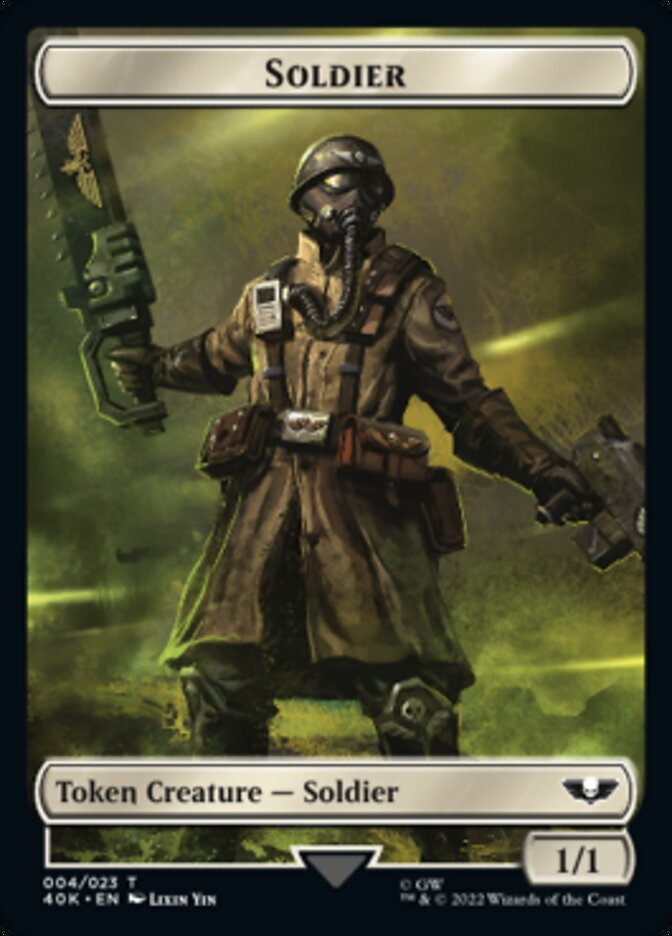 Soldier (004) // Vanguard Suppressor Double-Sided Token (Surge Foil) [Warhammer 40,000 Tokens] Magic: The Gathering