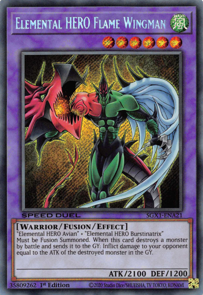 Elemental HERO Flame Wingman [SGX1-ENA21] Secret Rare Yu-Gi-Oh!