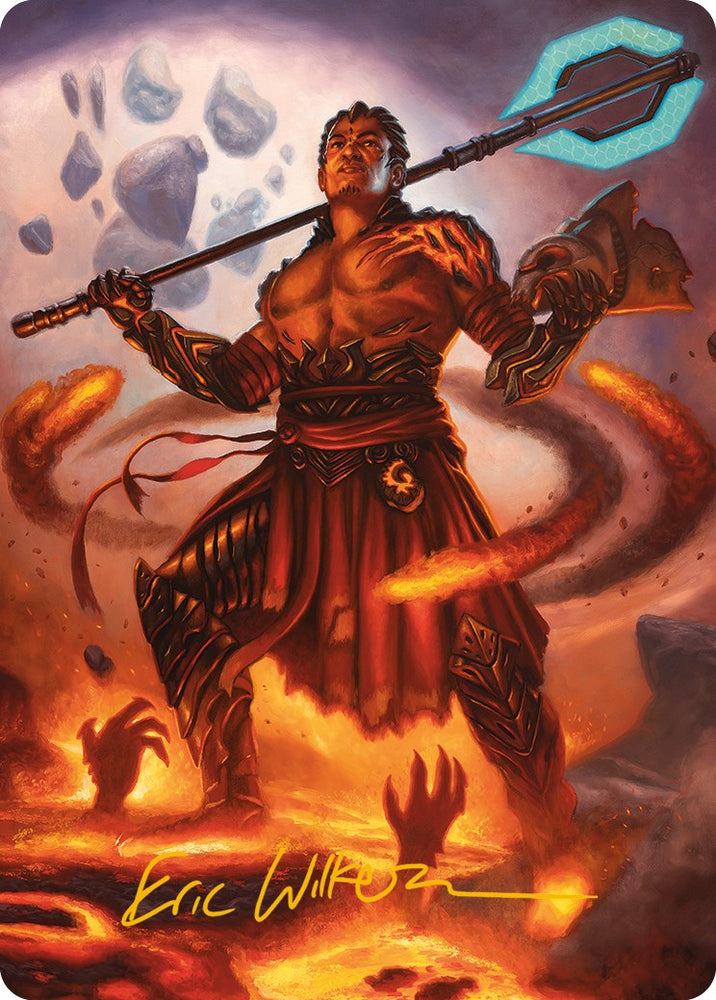 Koth, Fire of Resistance Art Card (Gold-Stamped Signature) [Phyrexia: All Will Be One Art Series] Magic: The Gathering