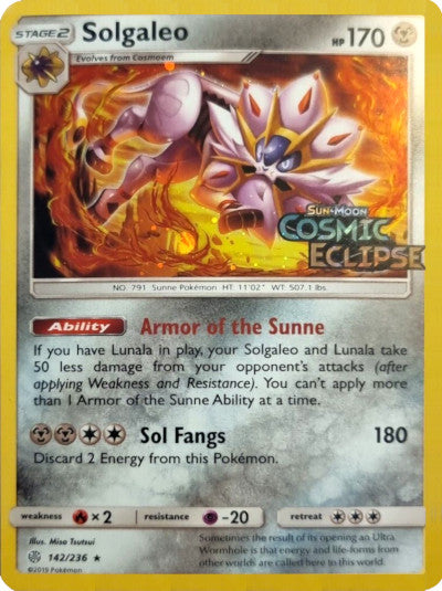 Solgaleo (142/236) (Cosmos Holo) [Sun & Moon: Cosmic Eclipse] Pokémon