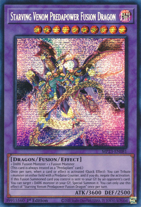 Starving Venom Predapower Fusion Dragon [MP23-EN081] Prismatic Secret Rare Yu-Gi-Oh!