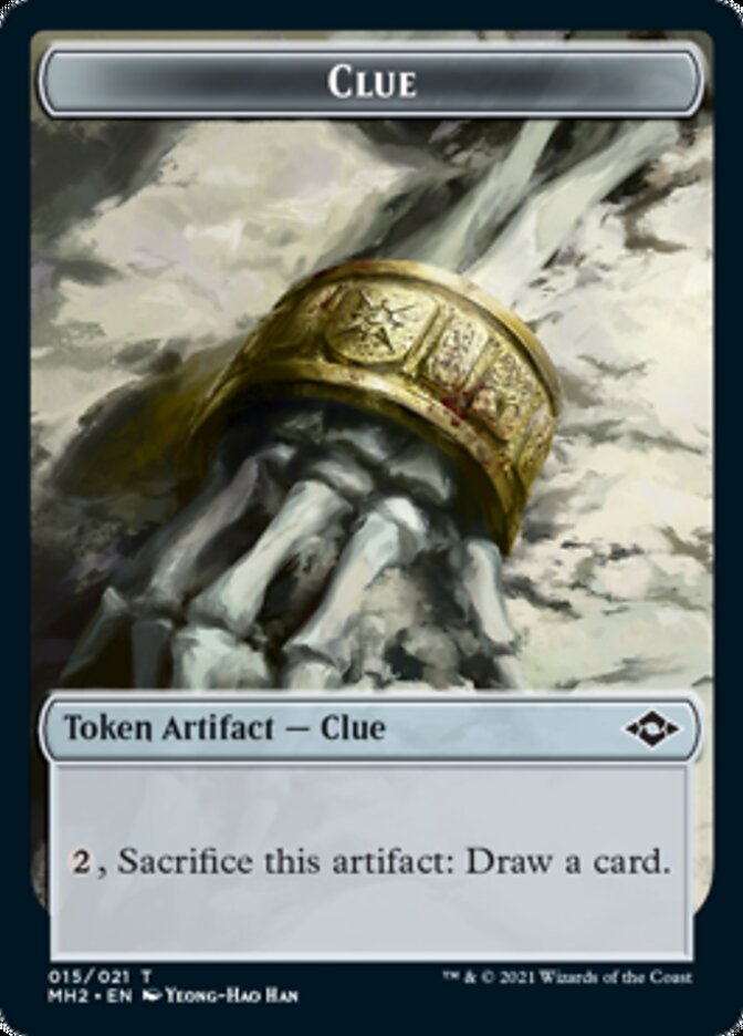 Clue (15) // Timeless Dragon Double-Sided Token [Modern Horizons 2 Tokens] Magic: The Gathering