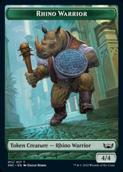 Treasure (015) // Rhino Warrior Double-Sided Token [Streets of New Capenna Tokens] Magic: The Gathering