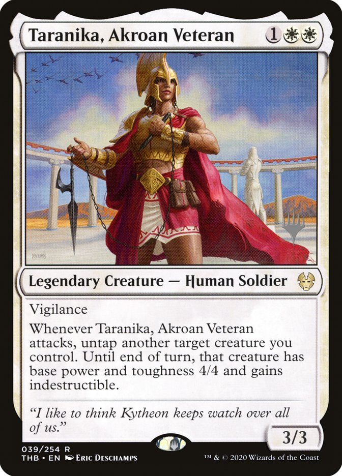 Taranika, Akroan Veteran (Promo Pack) [Theros Beyond Death Promos] Magic: The Gathering