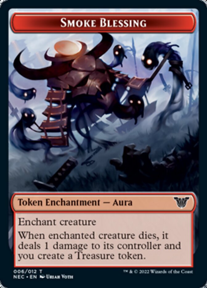 Smoke Blessing // Treasure Double-Sided Token [Kamigawa: Neon Dynasty Commander Tokens] Magic: The Gathering