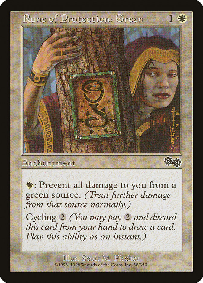 Rune of Protection: Green [Urza's Saga] Magic: The Gathering