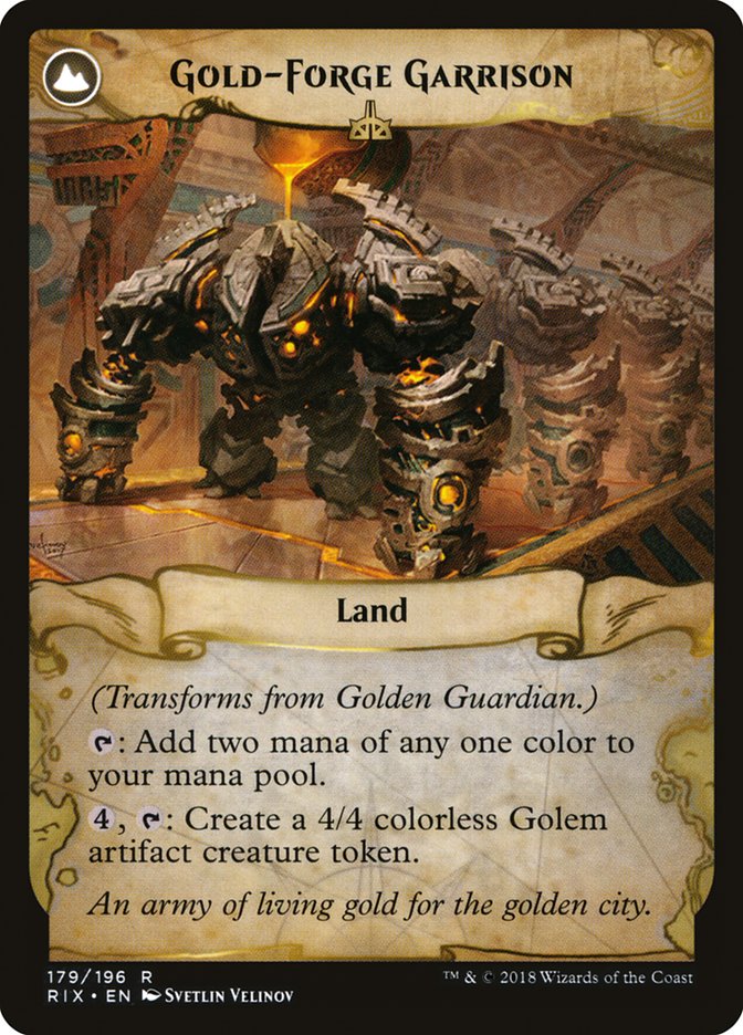 Golden Guardian // Gold-Forge Garrison [Rivals of Ixalan] Magic: The Gathering