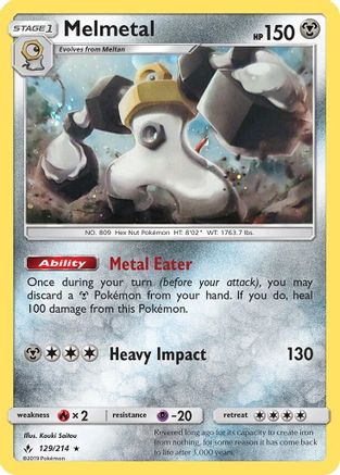 Melmetal (129/214) (Cosmos Holo) [Sun & Moon: Unbroken Bonds] Pokémon