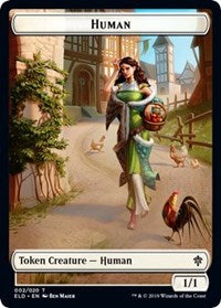 Human // Food (17) Double-Sided Token [Throne of Eldraine Tokens] Magic: The Gathering