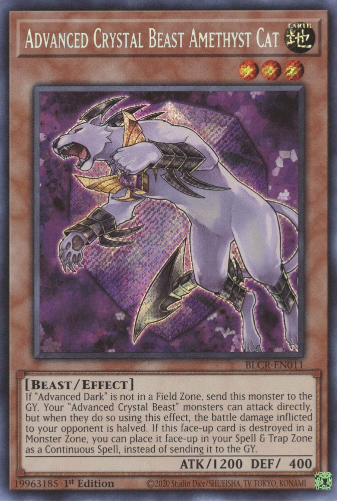 Advanced Crystal Beast Amethyst Cat [BLCR-EN011] Secret Rare Yu-Gi-Oh!