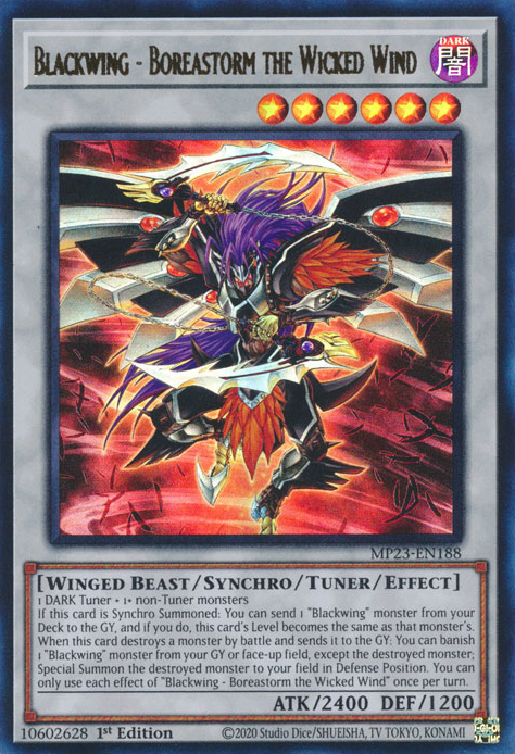 Blackwing - Boreastorm the Wicked Wind [MP23-EN188] Ultra Rare Yu-Gi-Oh!
