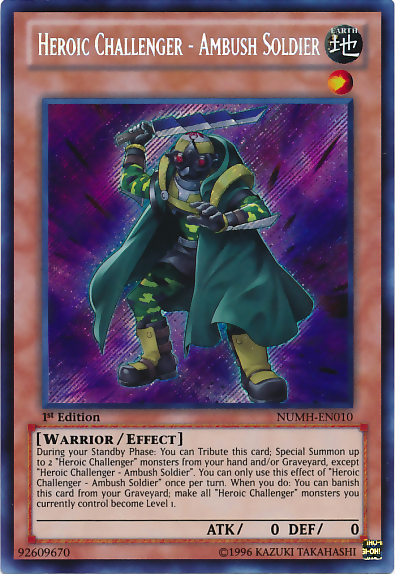 Heroic Challenger - Ambush Soldier [NUMH-EN010] Secret Rare Yu-Gi-Oh!