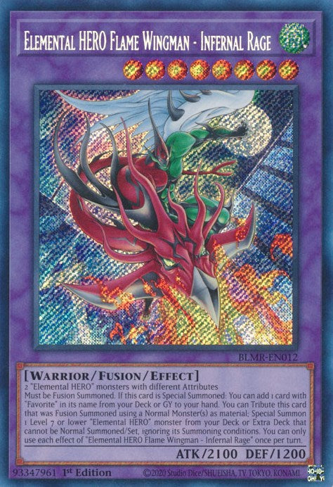 Elemental HERO Flame Wingman - Infernal Rage [BLMR-EN012] Secret Rare Yu-Gi-Oh!