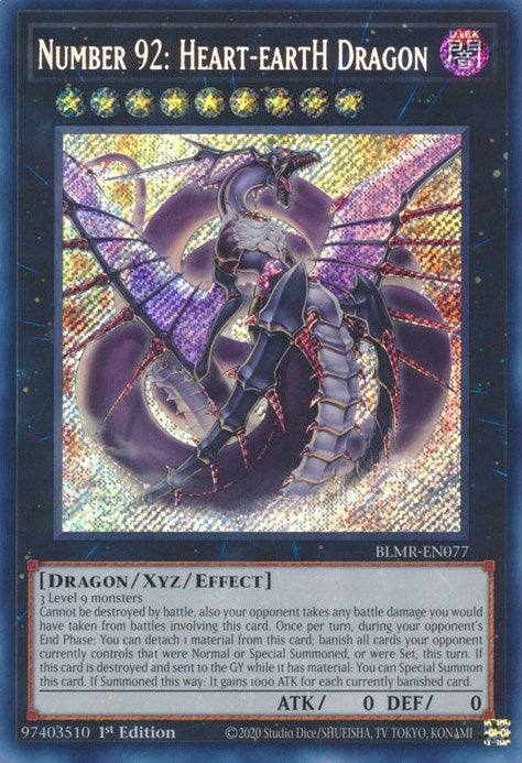 Number 92: Heart-eartH Dragon [BLMR-EN077] Secret Rare Yu-Gi-Oh!