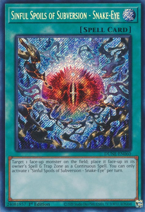 Sinful Spoils of Subversion - Snake-Eye [DUNE-EN060] Secret Rare Yu-Gi-Oh!