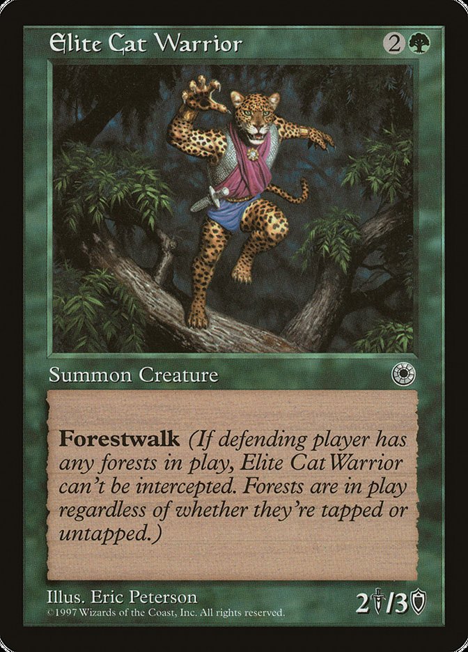 Elite Cat Warrior (No Flavor Text) [Portal] Magic: The Gathering