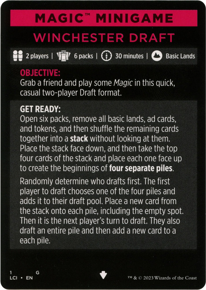 Winchester Draft (Magic Minigame) [The Lost Caverns of Ixalan Minigame] Magic: The Gathering