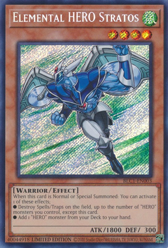 Elemental HERO Stratos [BLC1-EN003] Secret Rare Yu-Gi-Oh!