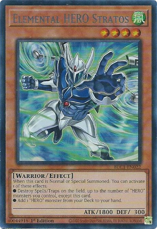 Elemental HERO Stratos (Alternate Art) (Silver) [BLC1-EN022] Ultra Rare Yu-Gi-Oh!