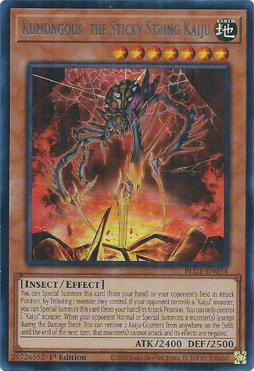 Kumongous, the Sticky String Kaiju (Silver) [BLC1-EN034] Ultra Rare Yu-Gi-Oh!