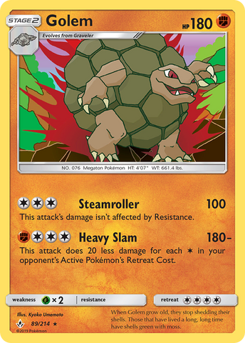 Golem (89/214) [Sun & Moon: Unbroken Bonds] Pokémon