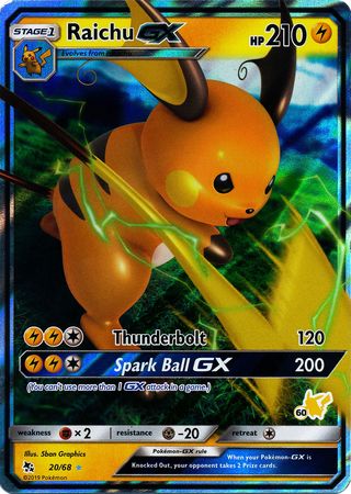 Raichu GX (20/68) (Pikachu Stamp #60) [Battle Academy 2020] Pokémon