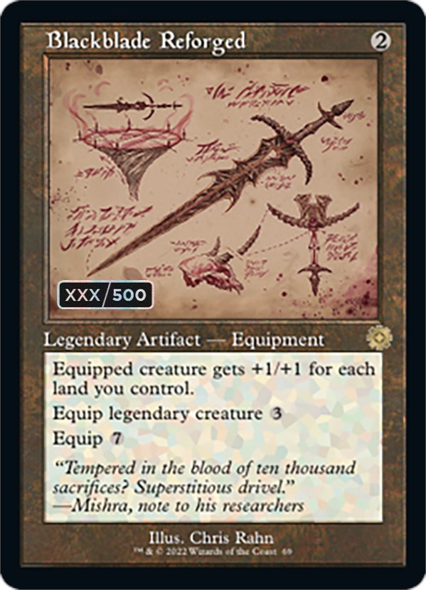 Blackblade Reforged (Retro Schematic) (Serial Numbered) [The Brothers' War Retro Artifacts] Magic: The Gathering