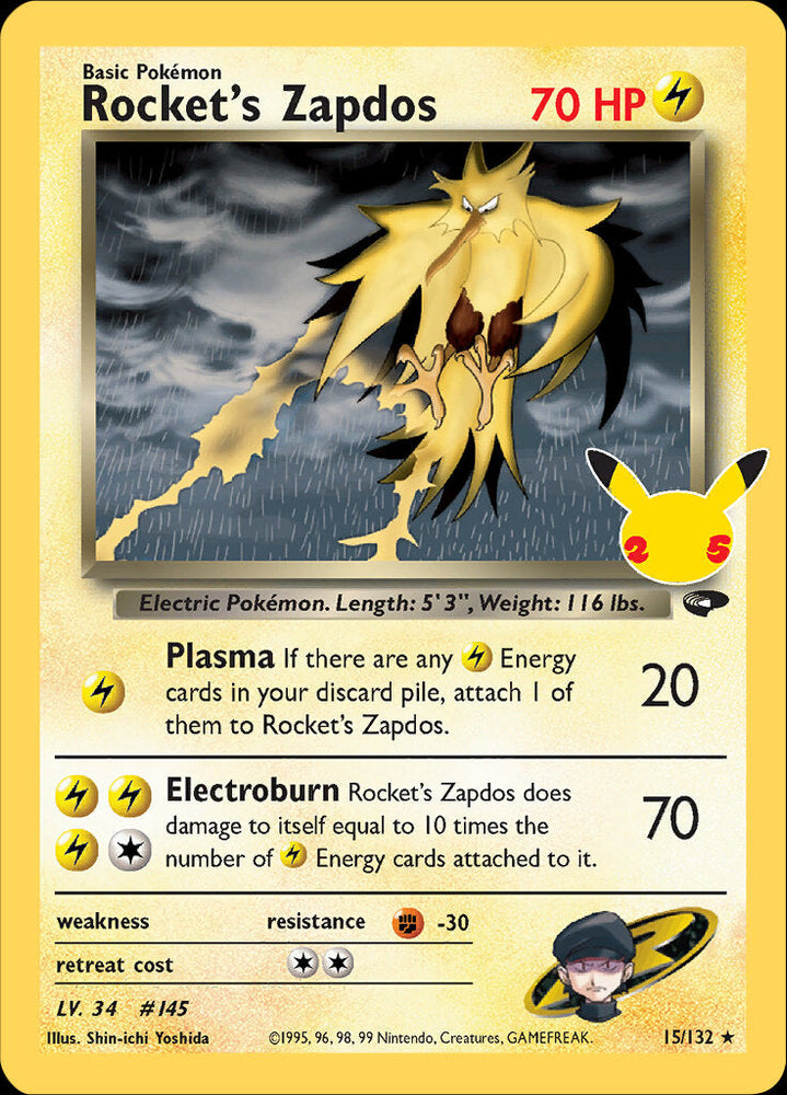 Rocket's Zapdos (15/132) [Celebrations: 25th Anniversary - Classic Collection] Pokémon