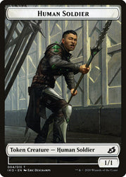 Dinosaur // Human Soldier (004) Double-Sided Token [Ikoria: Lair of Behemoths Tokens] Magic: The Gathering
