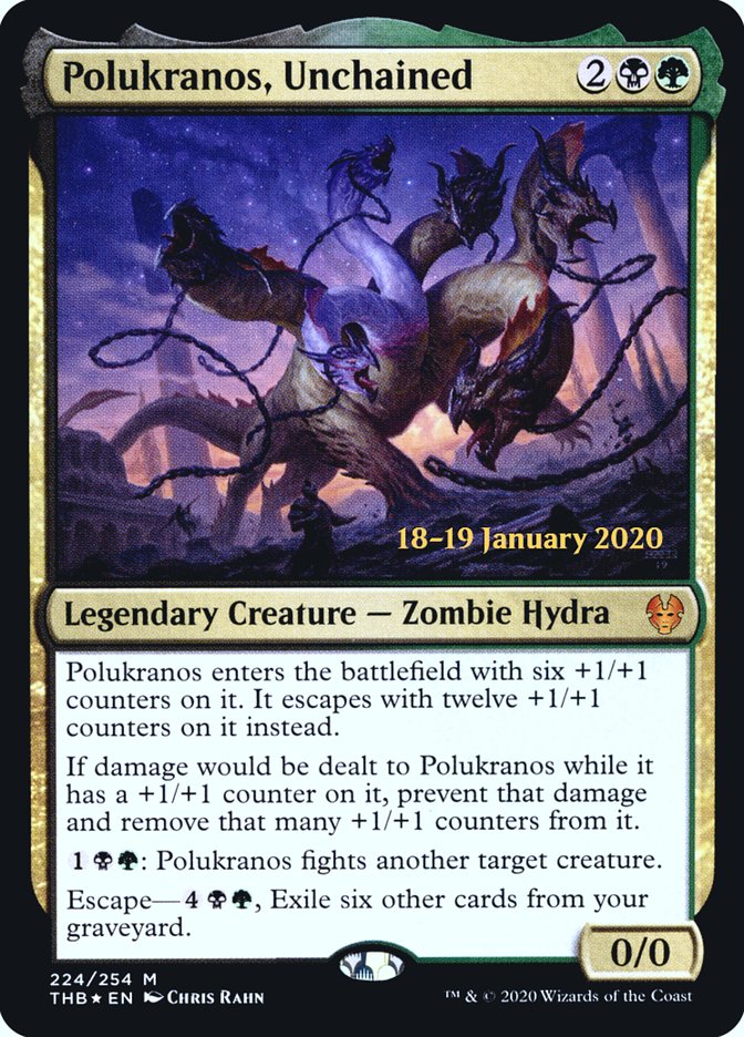 Polukranos, Unchained [Theros Beyond Death Prerelease Promos] Magic: The Gathering