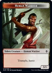 Human Warrior // Food (16) Double-Sided Token [Throne of Eldraine Tokens] Magic: The Gathering