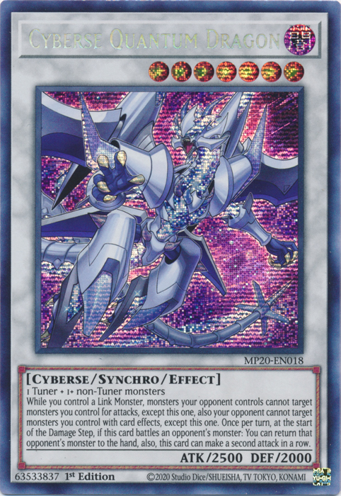 Cyberse Quantum Dragon [MP20-EN018] Prismatic Secret Rare Yu-Gi-Oh!