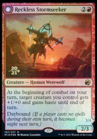Reckless Stormseeker // Storm-Charged Slasher [Innistrad: Midnight Hunt Prerelease Promos] Magic: The Gathering