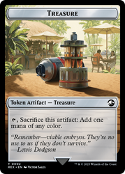 Treasure (0002) // Dinosaur (0001) Double-Sided Token [Jurassic World Collection Tokens] Magic: The Gathering