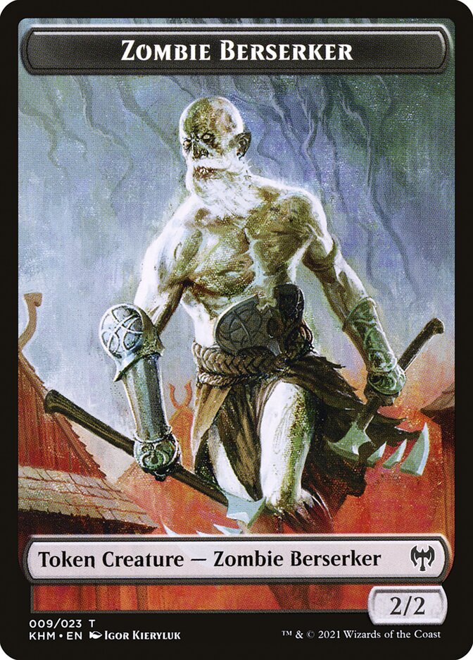 Human Warrior // Zombie Berserker Double-Sided Token [Kaldheim Tokens] Magic: The Gathering