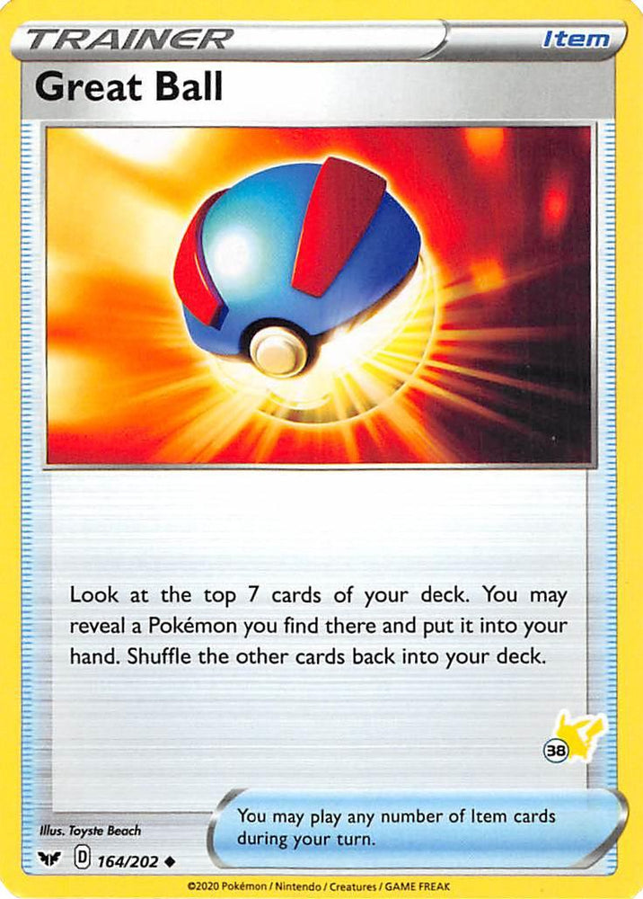 Great Ball (164/202) (Pikachu Stamp #38) [Battle Academy 2022] Pokémon