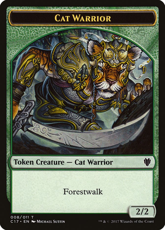 Cat // Cat Warrior Double-Sided Token [Commander 2017 Tokens] Magic: The Gathering