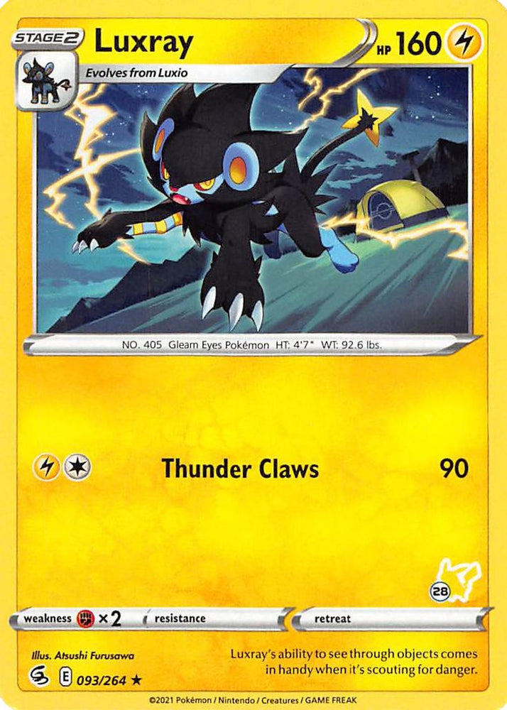 Luxray (093/264) (Pikachu Stamp #28) [Battle Academy 2022] Pokémon