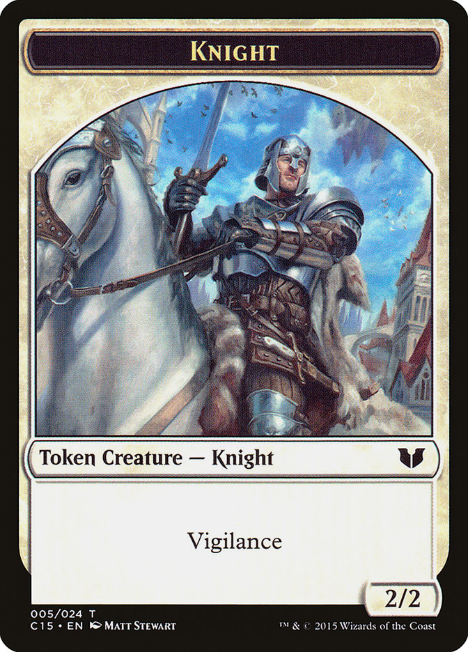 Gold // Knight (005) Double-Sided Token [Commander 2015 Tokens] Magic: The Gathering