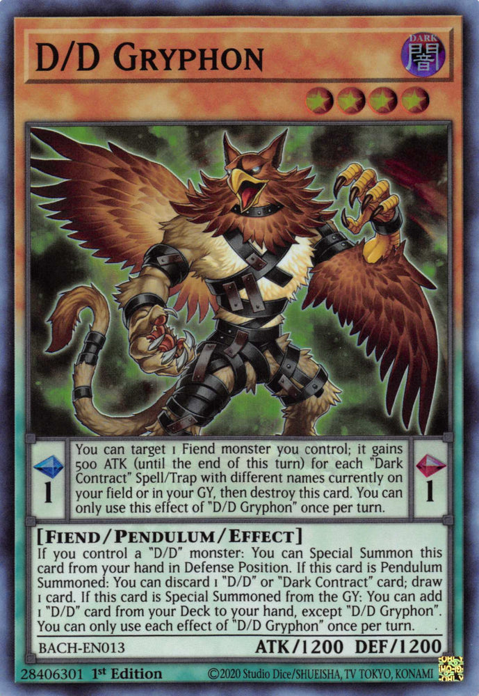 D/D Gryphon [BACH-EN013] Super Rare Yu-Gi-Oh!