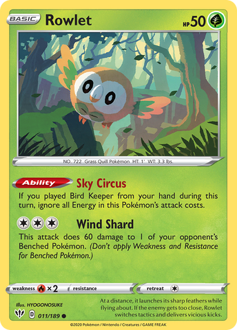 Rowlet (011/189) [Sword & Shield: Darkness Ablaze] Pokémon