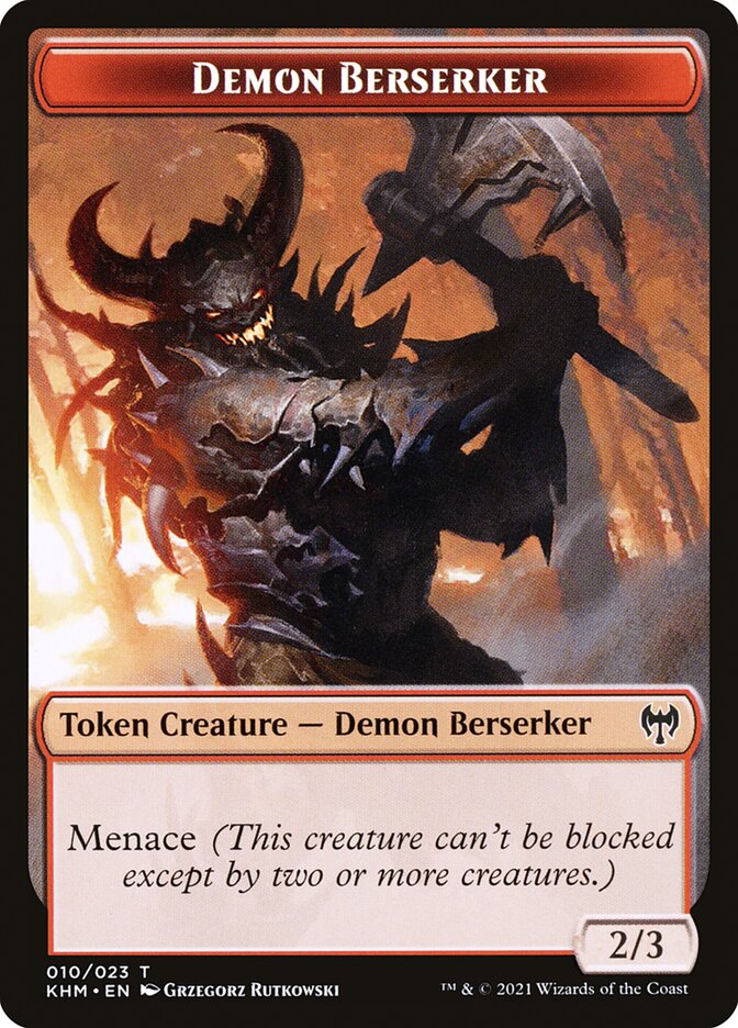 Human Warrior // Demon Berserker Double-Sided Token [Kaldheim Tokens] Magic: The Gathering