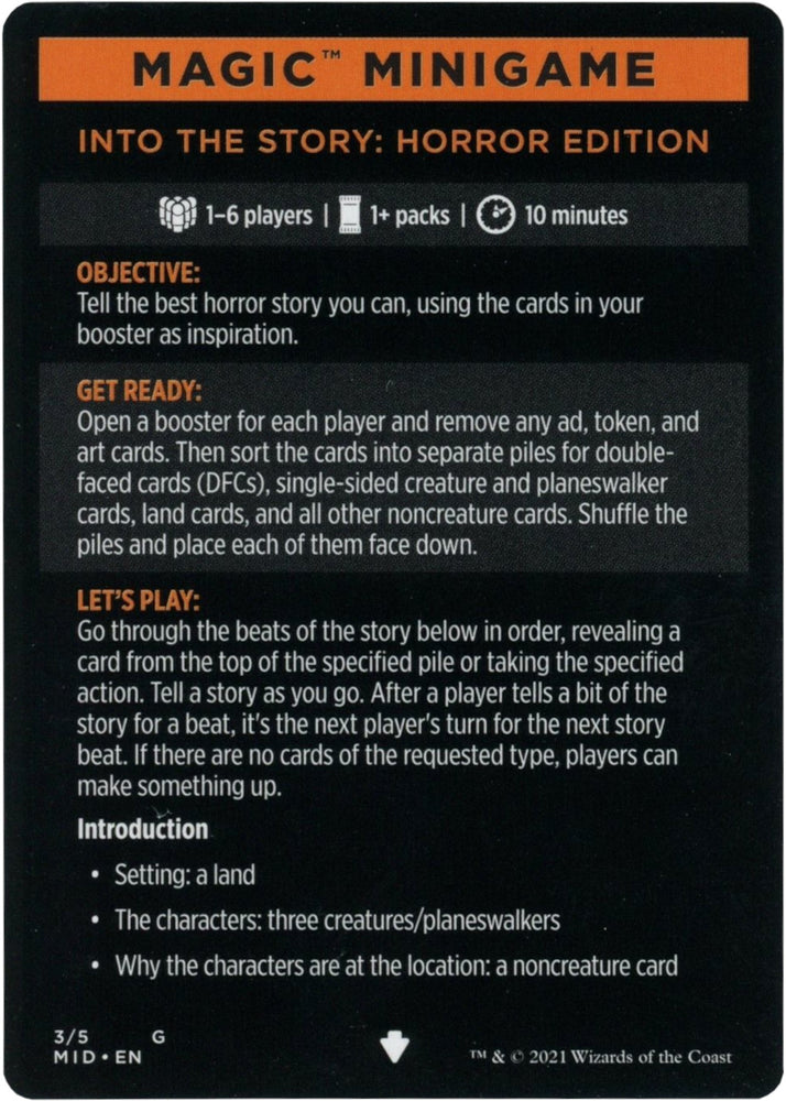 Into the Story: Horror Edition (Magic Minigame) [Innistrad: Midnight Hunt Minigame] Magic: The Gathering