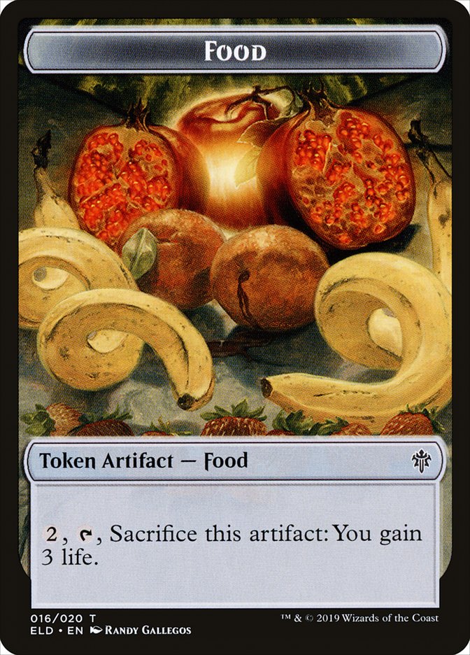 Human Warrior // Food (16) Double-Sided Token [Throne of Eldraine Tokens] Magic: The Gathering