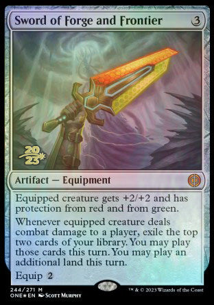 Sword of Forge and Frontier [Phyrexia: All Will Be One Prerelease Promos] Magic: The Gathering